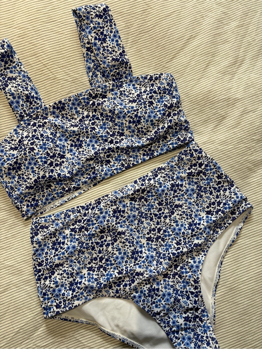 Floral Blue High-Waist Bikini Set